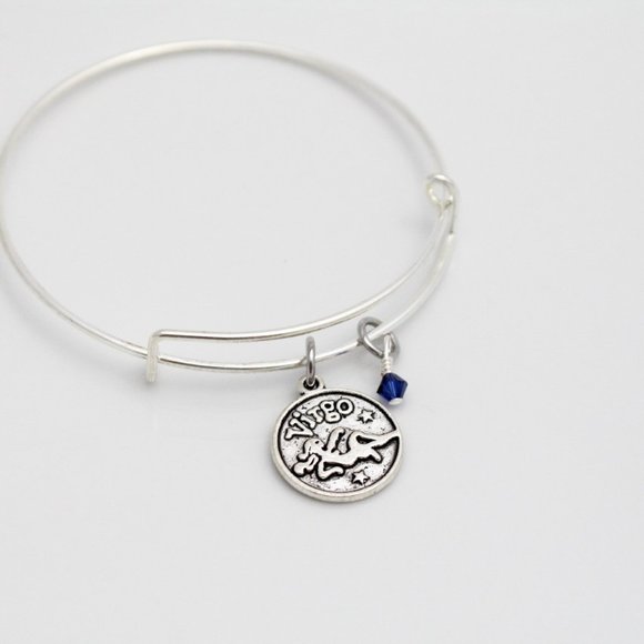 September Virgo Adjustable Charm Bangle - Handmade Zodiac Bracelet - Picture 7 of 13
